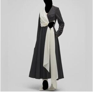 Rosie Ausoulin black and white sash dress